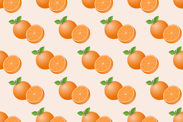 Hand drawn orange fruit seamless pattern design - Vector, Image
