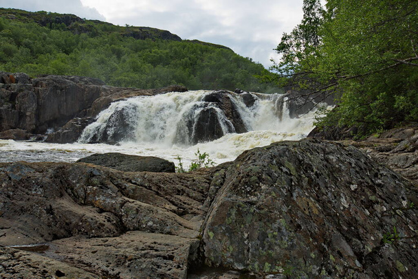 Rocky rapids of the Titovka river, Murmansk region of Russia. - Photo, Image