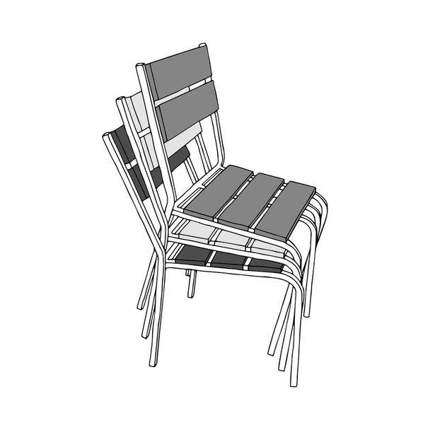 A Shades of grey Vector schets illustratie van stapel stoelen geïsoleerd op een witte achtergrond - Vector, afbeelding