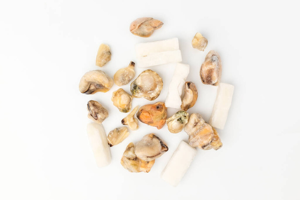 Squid and shellfish, Mussels and scallops and clams, Frozen food - Foto, imagen