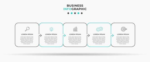 Vektorová infografická šablona s ikonami a 5 možnostmi nebo kroky. Infographics for business concept. Lze použít pro prezentační nápis, rozvržení pracovních toků, procesní diagram, vývojový diagram, informační graf. - Vektor, obrázek