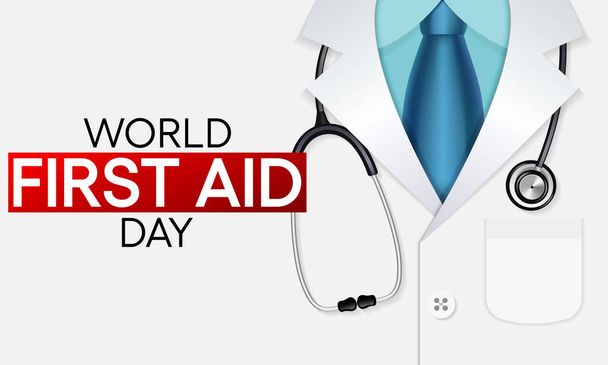 Maailman ensiapupäivä vietetään joka vuosi syyskuussa, se on ensimmäinen ja välitön apu kaikille, jotka kärsivät joko vähäisestä tai vakavasta sairaudesta tai vammasta. Vektoriesimerkki - Vektori, kuva