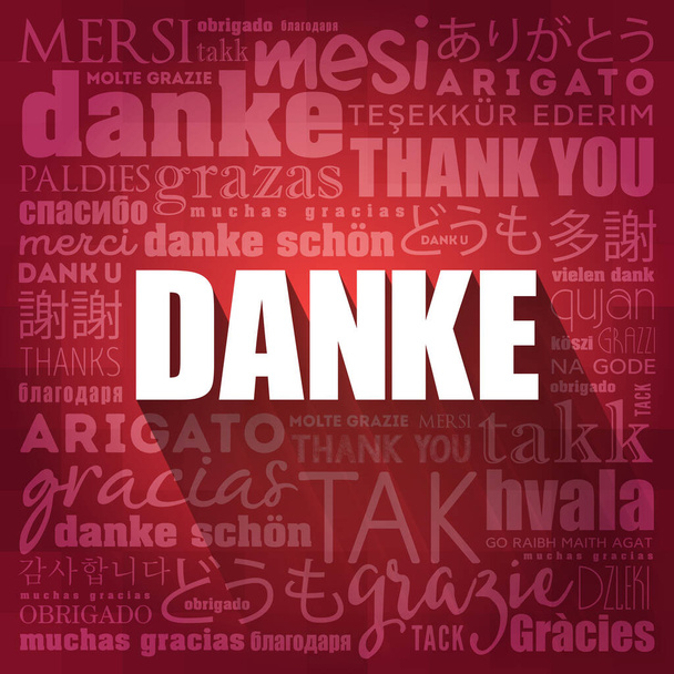 Danke (Thank You in German) Слово облако фон на другом языке - Фото, изображение