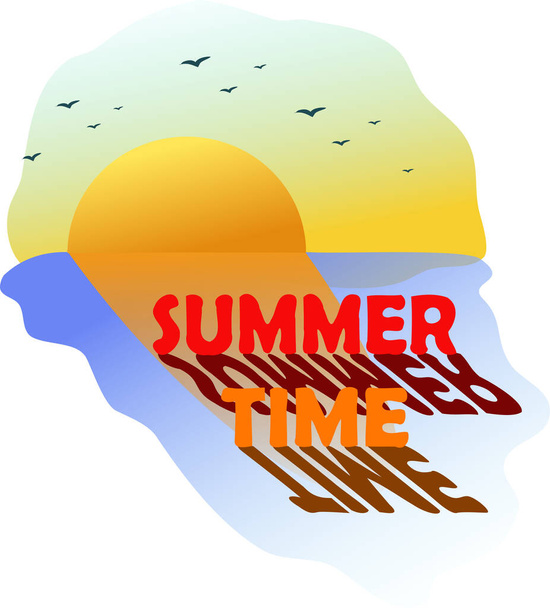Summer time sunset with birds - Vector, Image