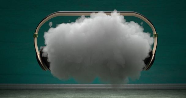 3 boyutlu resimleme odasında kulaklıklarda bulut - Fotoğraf, Görsel