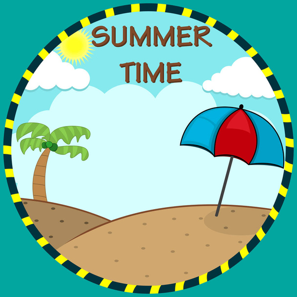 Vektorové ilustrace pláže, letní čas Téma a mraky Pozadí - Vektor, obrázek