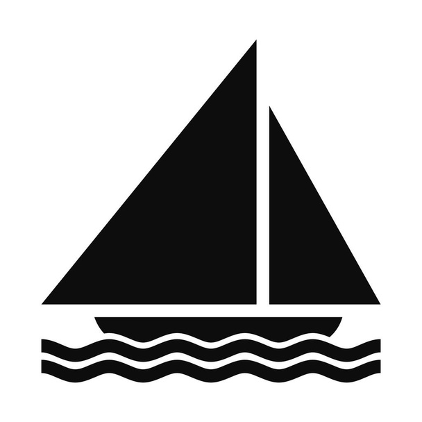 Marina vettoriale illustrazione - Barca a vela nero silhouette pittogramma isolato su sfondo bianco - Vettoriali, immagini