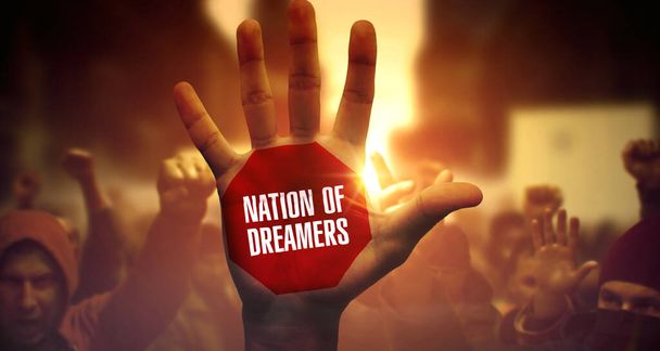 Nation Of Dreamers - menigte van verschillende mensen op demonstratie. - Foto, afbeelding