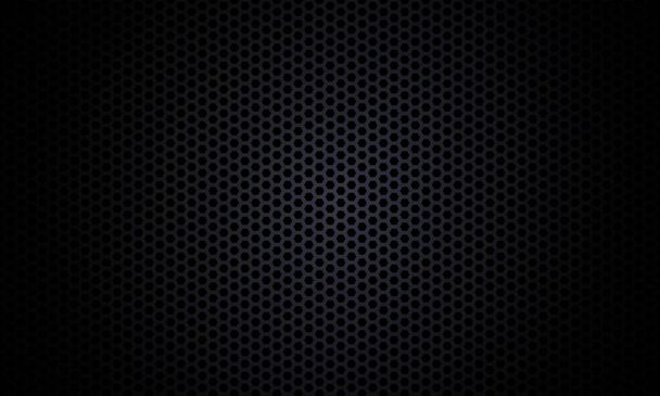 Black background. Dark hexagon carbon fiber texture. Black honeycomb metal texture steel background. Web design template vector illustration EPS 10. - Vector, Image