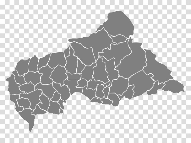 Κενός χάρτης της Κεντροαφρικανικής Δημοκρατίας. Επαρχίες της Κεντροαφρικανικής Δημοκρατίας χάρτη. High detailed vector map CAR on transparent background for your web site design, λογότυπο, app, UI. EPS10.  - Διάνυσμα, εικόνα