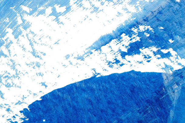 sininen abstrakti akryyli maalaus väri rakenne valkoisella paperilla tausta käyttämällä rorschach mustetahra menetelmällä - Valokuva, kuva