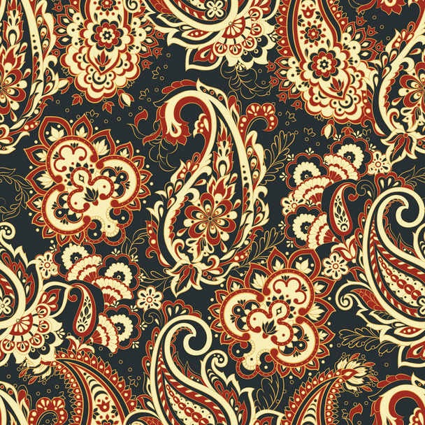 Vintage Pailsey Muster im indischen Batikstil. Floraler Vektorhintergrund - Vektor, Bild