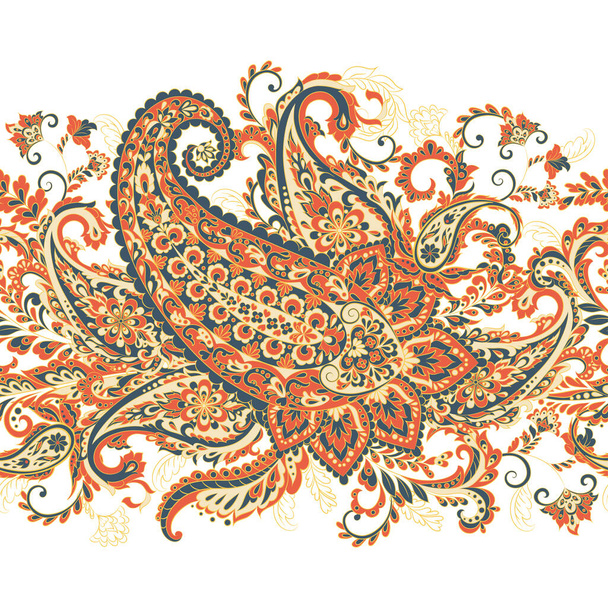 Paisley padrão de borda sem costura. Vetor ornamento étnico - Vetor, Imagem