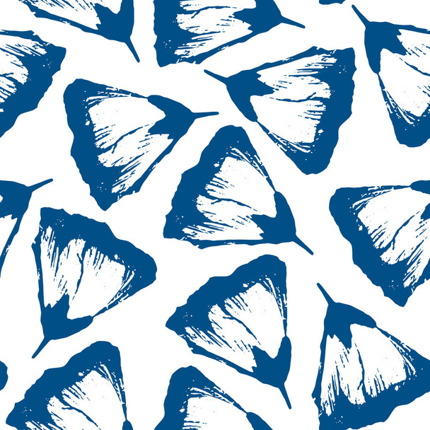 Motif vectoriel sans couture avec fleur bleue dessinée à la main sur fond blanc pour impression, textile, papier peint, vêtements, cahiers et autres - Vecteur, image