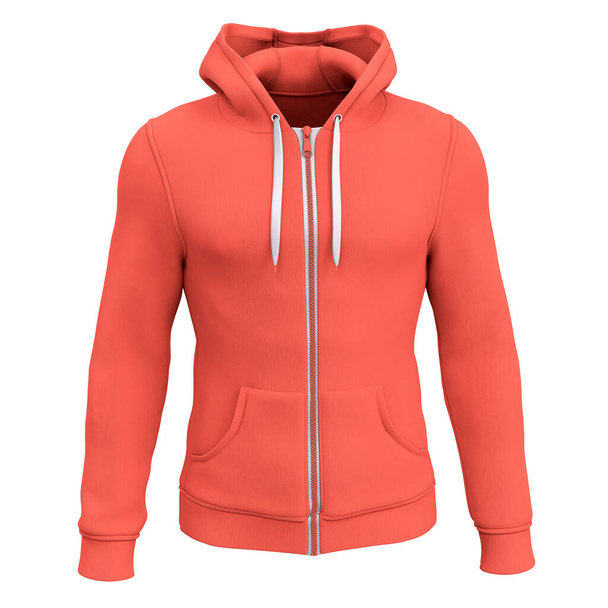 You do not need to be an expert if you use this Front View Amazing Men's Zip Up Hoodie Mockup In Persimmon Orange Color - Photo, Image