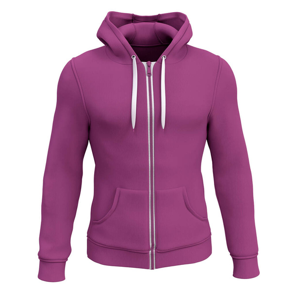 You do not need to be an expert if you use this Front View Amazing Men's Zip Up Hoodie Mockup In Purple Orchid Color - Photo, Image