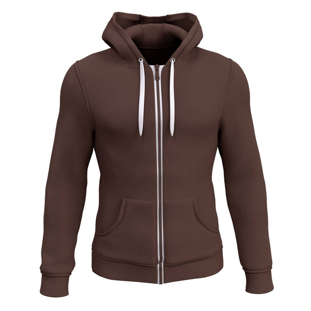 You do not need to be an expert if you use this Front View Amazing Men's Zip Up Hoodie Mockup In Tiramisu Brown Color - Photo, Image