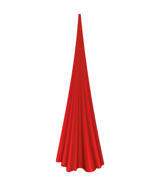 Objeto coberto. Capa de cortina de tecido de seda vermelha. Pano revelador cortina realista para exposição com um objeto escondido. Objeto isolado dentro de pano drapeado em fundo branco - Vetor, Imagem
