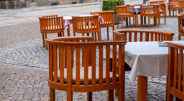 Tables on the terrace in the cafe Dresden - Foto, Imagen