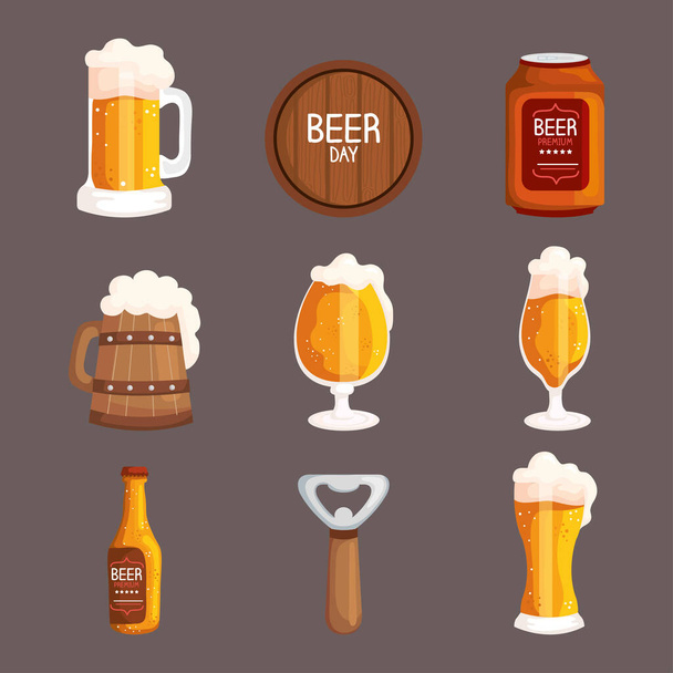neuf icônes de bières - Vecteur, image