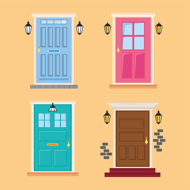 four front doors - ベクター画像