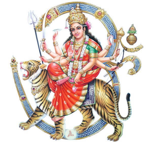 Jai Mata Di, Θεά Durga Φωτογραφία Απόθεμα από ένα τυπογραφείο - Φωτογραφία, εικόνα