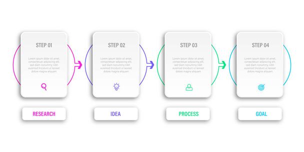 Simgeli 4 adım Infographic konsepti - Vektör, Görsel