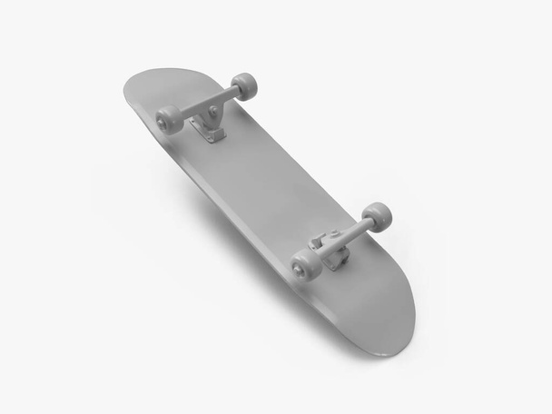Skateboard 3D Εικονογράφηση σκηνή Mockup σε απομονωμένο φόντο - Φωτογραφία, εικόνα