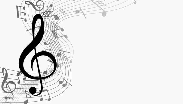 musical notes with sound wave background - Вектор,изображение
