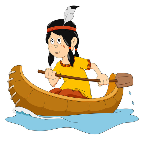 Índio no barco
 - Vetor, Imagem