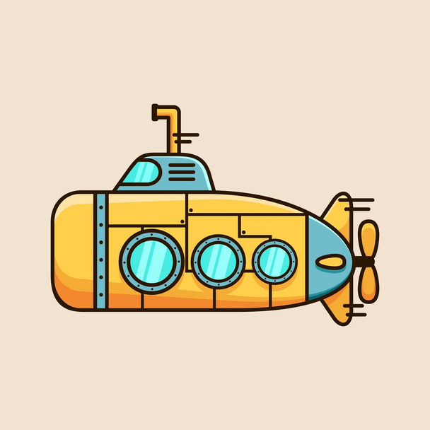 mascote submarino logotipo design vetor ilustração - Vetor, Imagem
