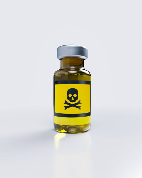 Μπουκάλι με δηλητήριο σε λευκό φόντο. 3d καθιστούν απεικόνιση - Φωτογραφία, εικόνα