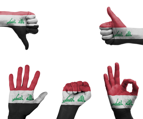 Ensemble de main avec le drapeau de l'Irak
 - Photo, image