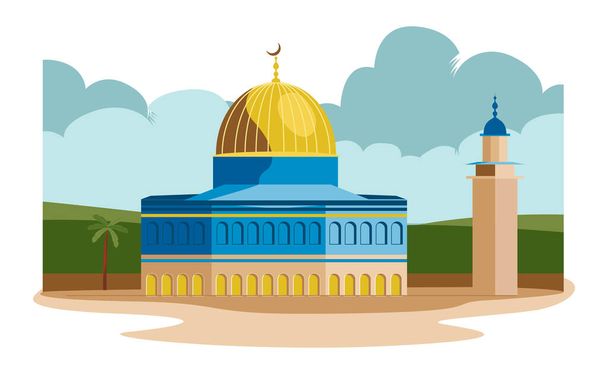 al aqsa mezquita jerusalem aislado vector ilustración - Vector, Imagen