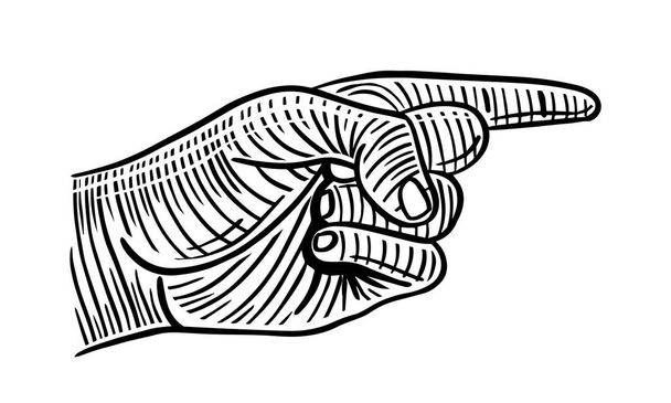 mano puntando dito mano disegnato schizzo inciso disegno vettoriale illustrazione - Vettoriali, immagini