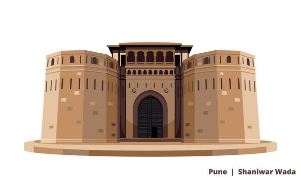 Icono histórico Pune shaniwar wada ilustración vectorial aislado - Vector, Imagen