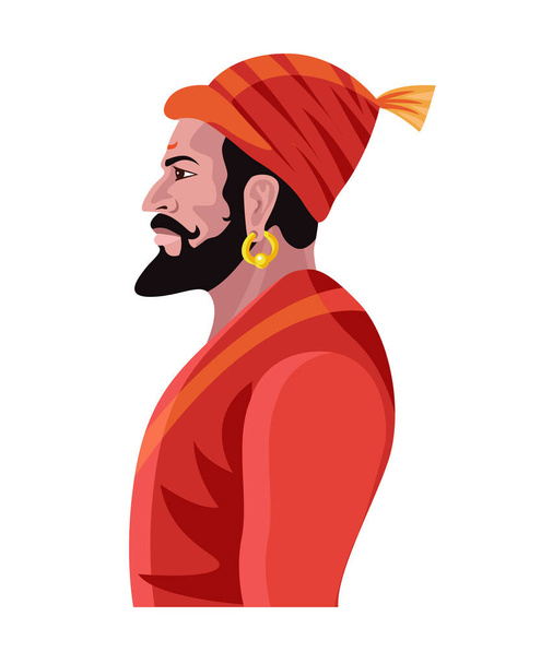 hindoe maratha koning, shivaji maharaj zijaanzicht vector illustratie - Vector, afbeelding