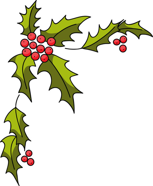Karácsonyi magyal bogyó szimbólum. Újévi ajándék, karácsonyi dekoráció - Vektor, kép
