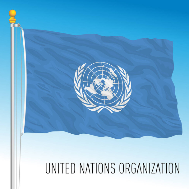 Az Egyesült Nemzetek hivatalos nemzetközi szervezetének lobogója, kórokozó-átvivő ábra - Vektor, kép