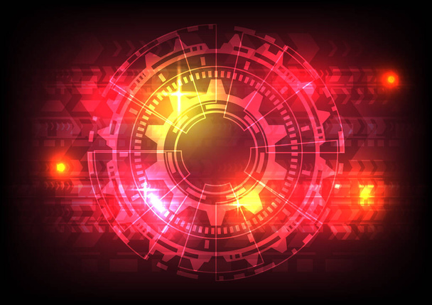 Element of computer data. Abstract hologram hi-tech background. Virtual reality technology electric innovation. Head-up display interface. Futuristic Sci-Fi glowing HUD red circle. Science infographic - Διάνυσμα, εικόνα