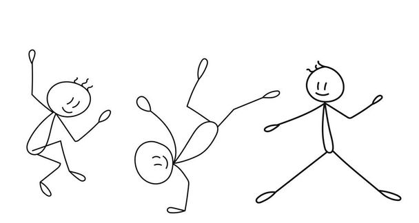 tikku kuva ihmiset hyppäämällä iloita, eristetty, vektori - Vektori, kuva