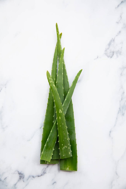Natural green aloe vera stem health and well being background - Foto, Bild