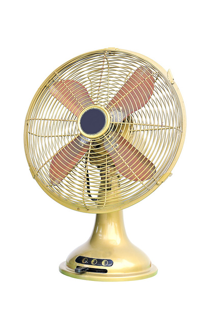 vintage yellow electric fan on white background  - Photo, Image