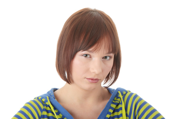 Teen girl portrait, over white background - Foto, imagen