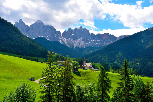 Odle-Puez Natural Park Val di Funes Dolomites in Italy - Photo, Image