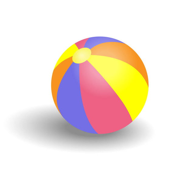 Colorida pelota de playa con sombra aislada sobre un fondo blanco. Elemento de diseño Vector ilustración - Vector, Imagen