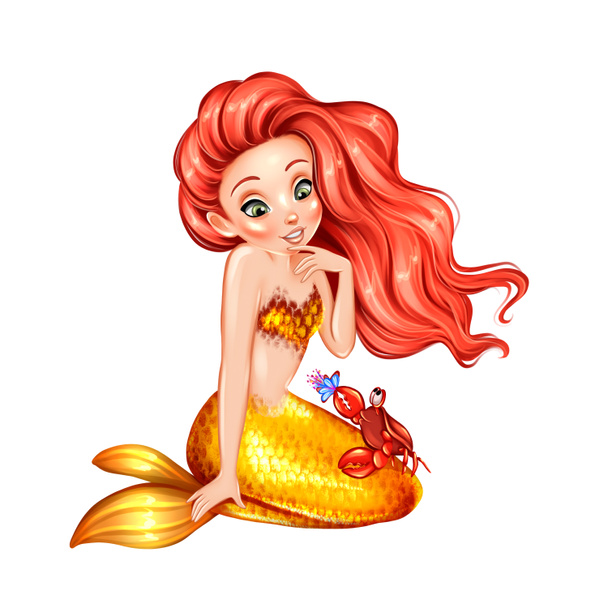 Beautiful mermaid hand drawing illustration. Cancer zodiac sign - Foto, immagini