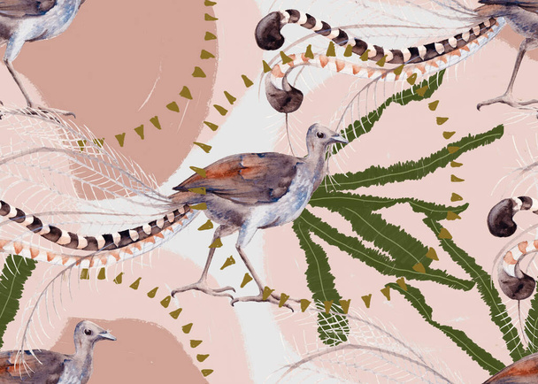 Background with australian bird. Seamless pattern. - Фото, зображення