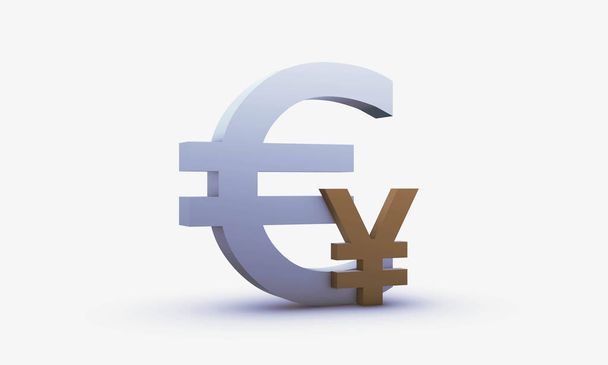 tipo de cambio del Dólar y el yuan chino O Yen japonés Aislado en un fondo blanco - Foto, imagen