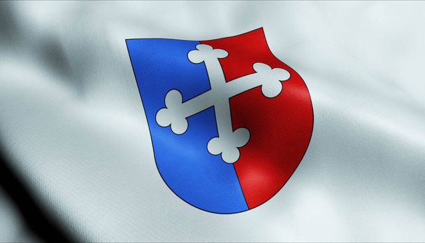 Saint Maurice 'in İsviçre şehir bayrağının 3D görüntüsü - Fotoğraf, Görsel